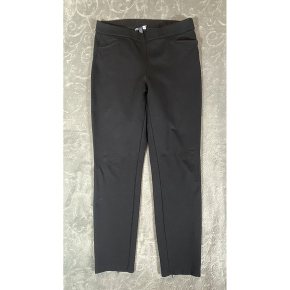 Eileen Fisher Pants - Eileen Fisher Black Stretch Slim Pants Small Petite Zip Hem‎ Rayon Blend Pull-On